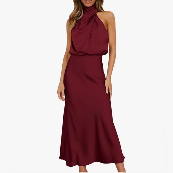 PrettyGarden Dresses & Skirts - Maxi Dress Sleeveless Mock Neck Tie Waist A Line Dress Elegant Cocktail Flowy